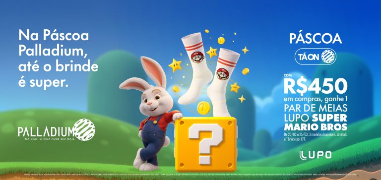 Palladium Curitiba celebra lançamento de Super Mario Bros. Movie com campanha de Páscoa inspirada no universo do personagem